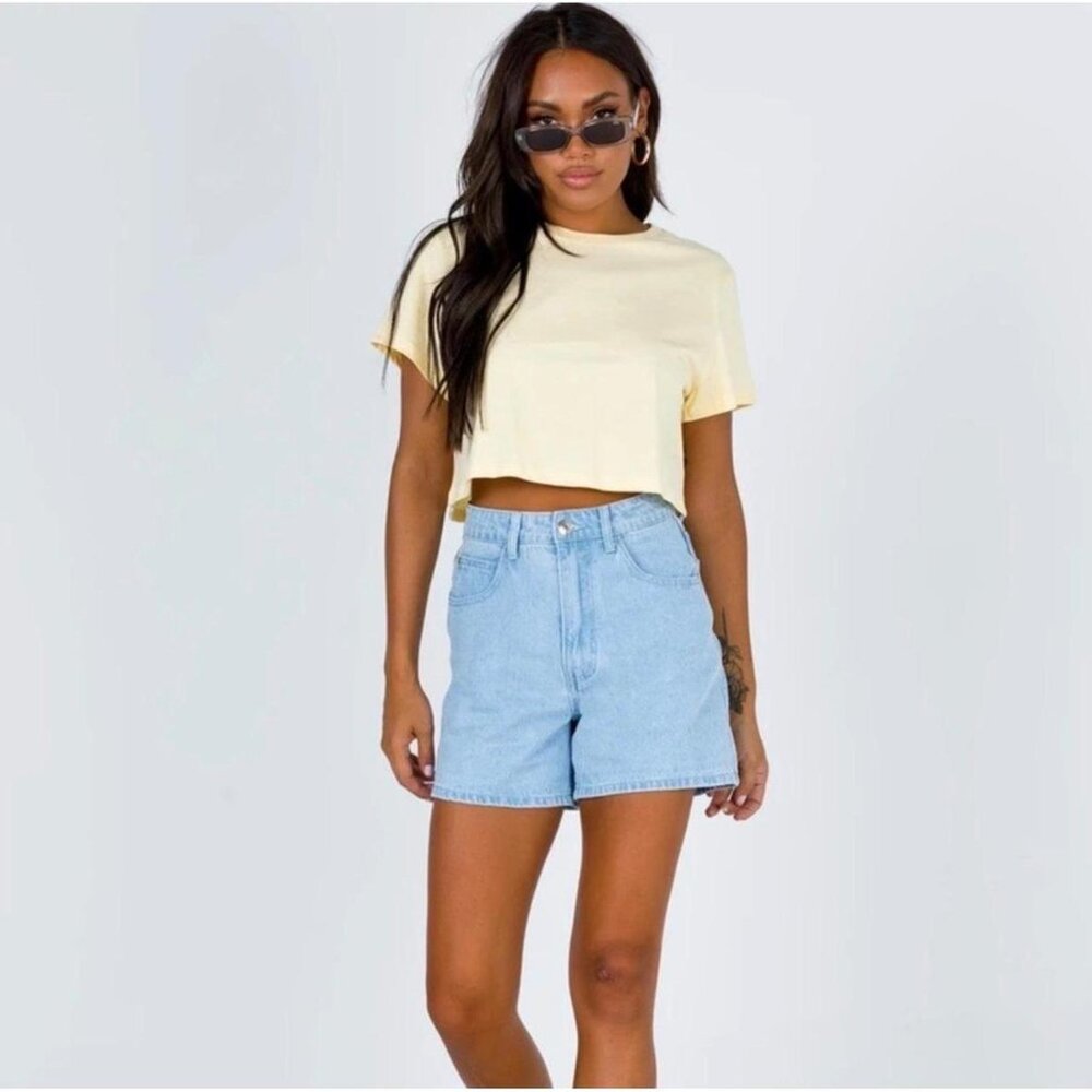 Princess Polly Butter Yellow Crop Top EUC 6 100% Cotton